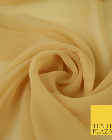 WARM GOLD 2 Premium Plain Dyed Chiffon Fine Soft Georgette Sheer Dress Fabric 8289