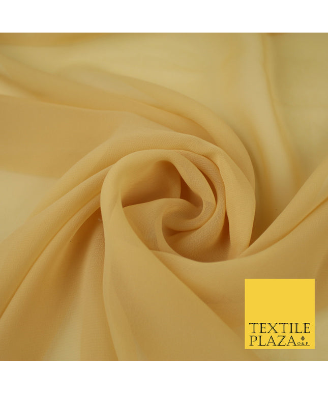WARM GOLD 2 Premium Plain Dyed Chiffon Fine Soft Georgette Sheer Dress Fabric 8289