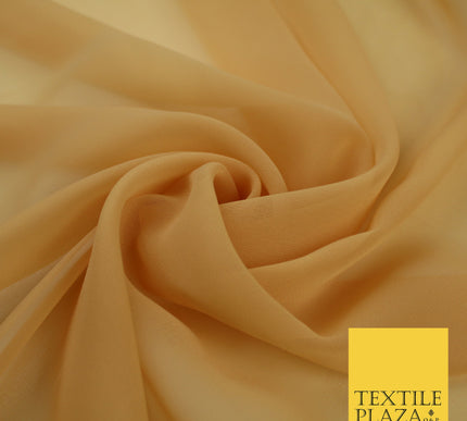 WARM GOLD Premium Plain Dyed Chiffon Fine Soft Georgette Sheer Dress Fabric 8282