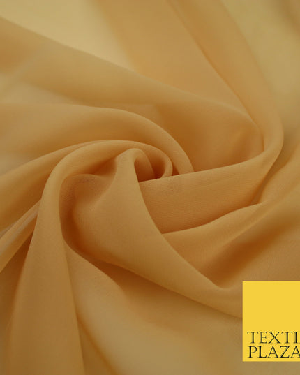 WARM GOLD Premium Plain Dyed Chiffon Fine Soft Georgette Sheer Dress Fabric 8282