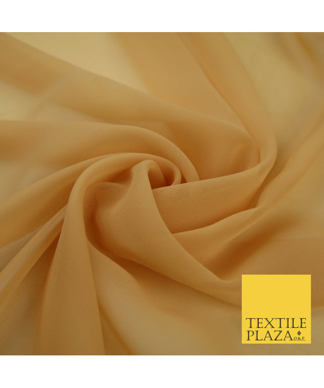WARM GOLD Premium Plain Dyed Chiffon Fine Soft Georgette Sheer Dress Fabric 8282