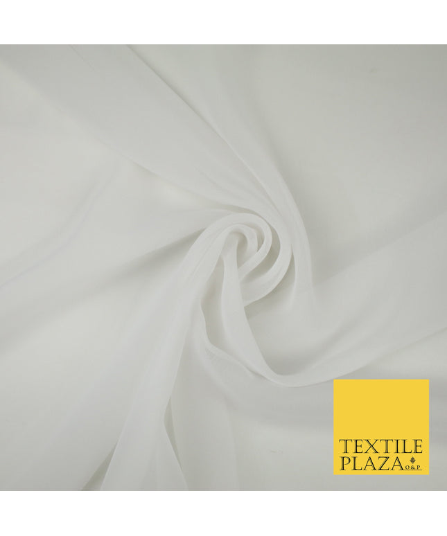 WHITE Premium Plain Dyed Chiffon Fine Soft Georgette Sheer Dress Fabric 8274