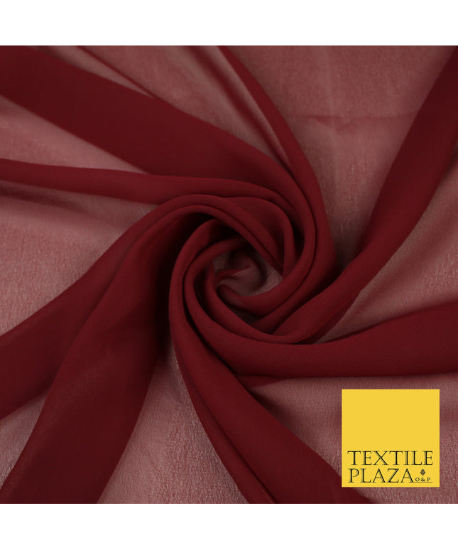 WINE Premium Plain Dyed Chiffon Fine Soft Georgette Sheer Dress Fabric 8325