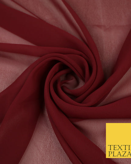 WINE Premium Plain Dyed Chiffon Fine Soft Georgette Sheer Dress Fabric 8325