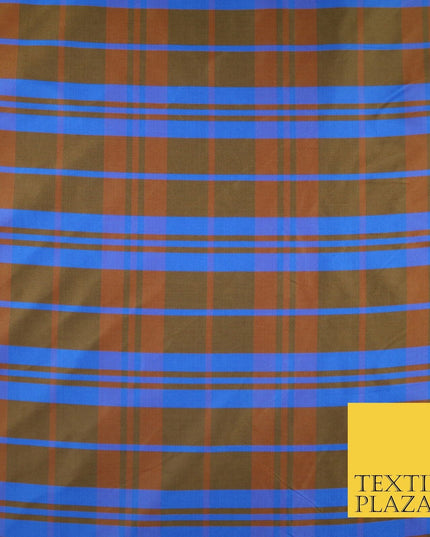 8 COLOURS - High Quality Check Tartan Faux Silk Taffeta Dress Fabric