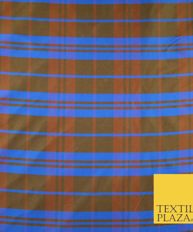 8 COLOURS - High Quality Check Tartan Faux Silk Taffeta Dress Fabric