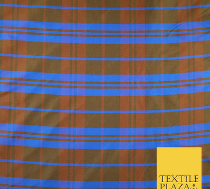 8 COLOURS - High Quality Check Tartan Faux Silk Taffeta Dress Fabric
