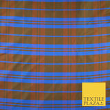 8 COLOURS - High Quality Check Tartan Faux Silk Taffeta Dress Fabric