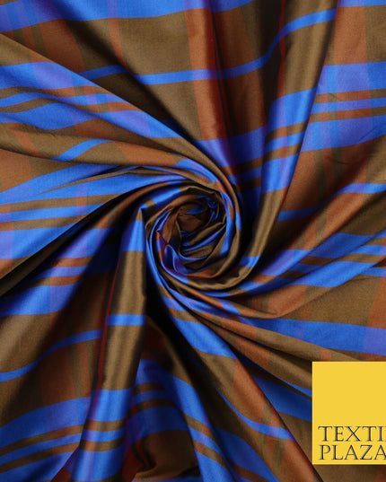 8 COLOURS - High Quality Check Tartan Faux Silk Taffeta Dress Fabric