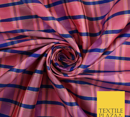8 COLOURS - High Quality Check Tartan Faux Silk Taffeta Dress Fabric