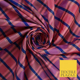 8 COLOURS - High Quality Check Tartan Faux Silk Taffeta Dress Fabric