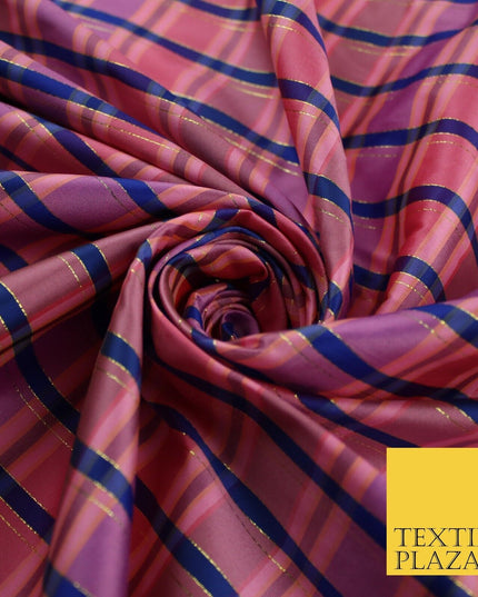 8 COLOURS - High Quality Check Tartan Faux Silk Taffeta Dress Fabric