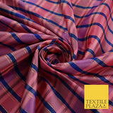 8 COLOURS - High Quality Check Tartan Faux Silk Taffeta Dress Fabric