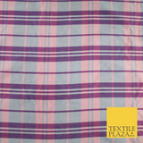 8 COLOURS - High Quality Check Tartan Faux Silk Taffeta Dress Fabric