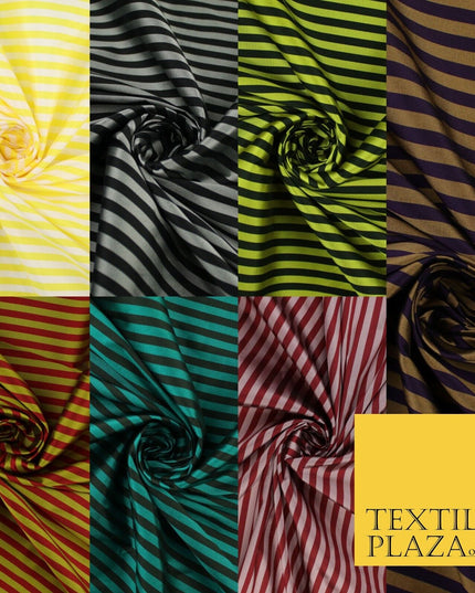 7 COLOURS - High Quality Striped Ticking Faux Silk Taffeta Dress Fabric