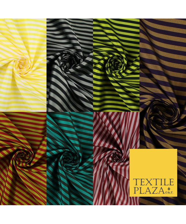 7 COLOURS - High Quality Striped Ticking Faux Silk Taffeta Dress Fabric