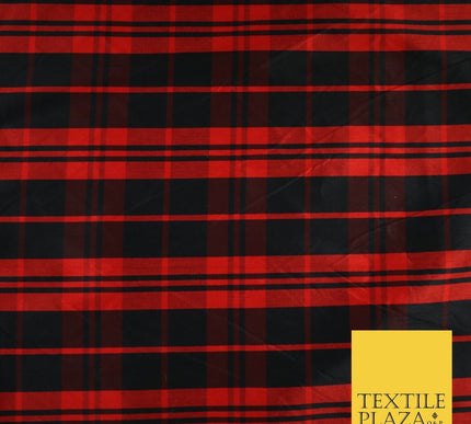8 COLOURS - High Quality Check Tartan Faux Silk Taffeta Dress Fabric