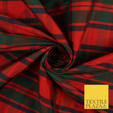 8 COLOURS - High Quality Check Tartan Faux Silk Taffeta Dress Fabric