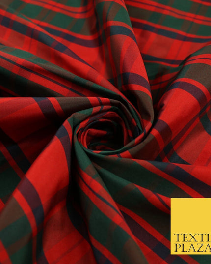 8 COLOURS - High Quality Check Tartan Faux Silk Taffeta Dress Fabric