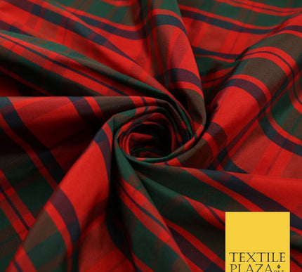 8 COLOURS - High Quality Check Tartan Faux Silk Taffeta Dress Fabric