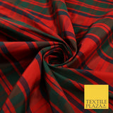 8 COLOURS - High Quality Check Tartan Faux Silk Taffeta Dress Fabric