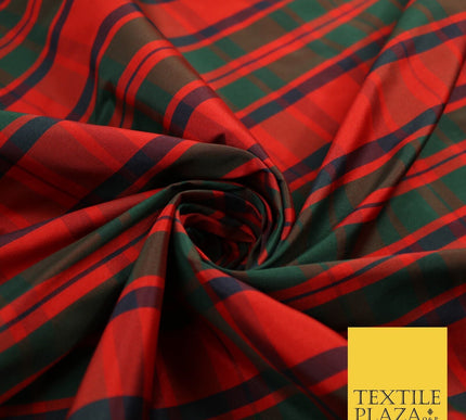 8 COLOURS - High Quality Check Tartan Faux Silk Taffeta Dress Fabric