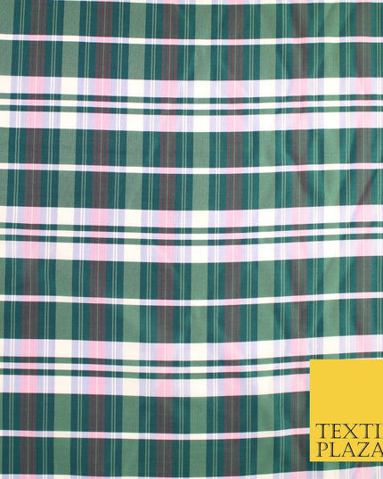 8 COLOURS - High Quality Check Tartan Faux Silk Taffeta Dress Fabric