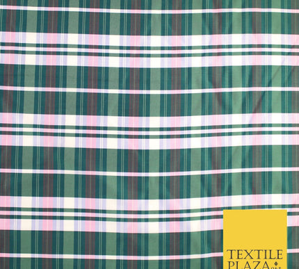 8 COLOURS - High Quality Check Tartan Faux Silk Taffeta Dress Fabric