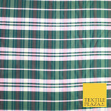 8 COLOURS - High Quality Check Tartan Faux Silk Taffeta Dress Fabric