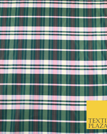 8 COLOURS - High Quality Check Tartan Faux Silk Taffeta Dress Fabric