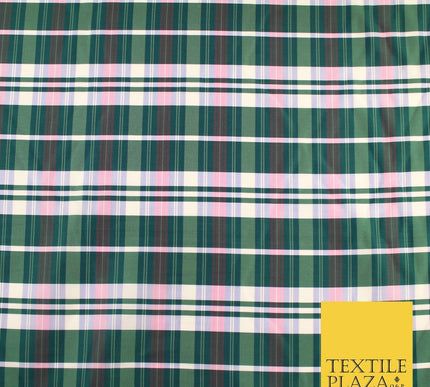 8 COLOURS - High Quality Check Tartan Faux Silk Taffeta Dress Fabric