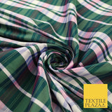 8 COLOURS - High Quality Check Tartan Faux Silk Taffeta Dress Fabric