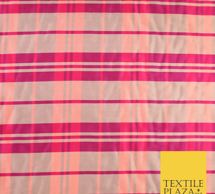 8 COLOURS - High Quality Check Tartan Faux Silk Taffeta Dress Fabric