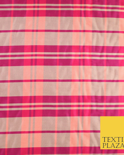 8 COLOURS - High Quality Check Tartan Faux Silk Taffeta Dress Fabric