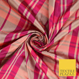 8 COLOURS - High Quality Check Tartan Faux Silk Taffeta Dress Fabric