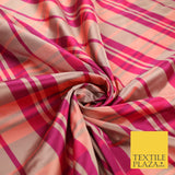 8 COLOURS - High Quality Check Tartan Faux Silk Taffeta Dress Fabric