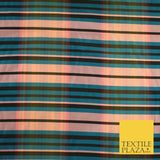 8 COLOURS - High Quality Check Tartan Faux Silk Taffeta Dress Fabric