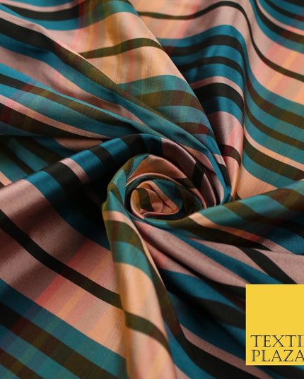 8 COLOURS - High Quality Check Tartan Faux Silk Taffeta Dress Fabric