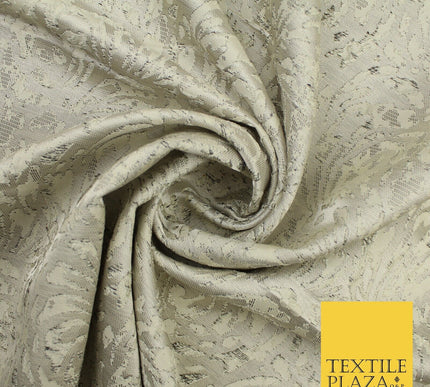 Light Beige Gold Swirls Artsy Brocade Jacquard Fabric 8521