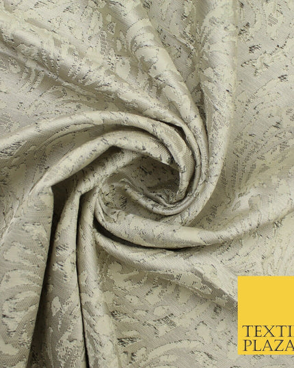 Light Beige Gold Swirls Artsy Brocade Jacquard Fabric 8521