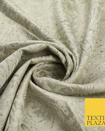 Light Beige Gold Swirls Artsy Brocade Jacquard Fabric 8521