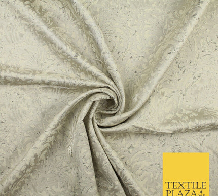 Light Beige Gold Swirls Artsy Brocade Jacquard Fabric 8521