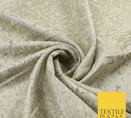 Light Beige Gold Swirls Artsy Brocade Jacquard Fabric 8521