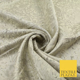 Light Beige Gold Swirls Artsy Brocade Jacquard Fabric 8521