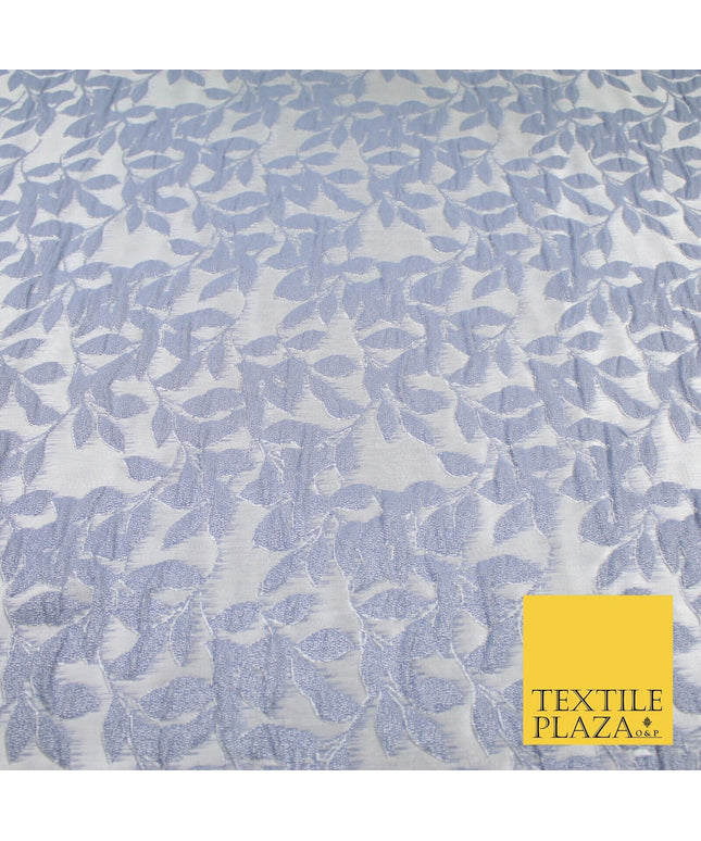 Light Grey Floral Trellis Petal Leaf Metallic Textured Brocade Fabric 8515