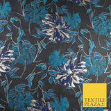 Navy Jade Navy Floral Bloom Textured Brocade Jacquard Fabric 8522