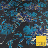 Navy Jade Navy Floral Bloom Textured Brocade Jacquard Fabric 8522