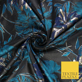 Navy Jade Navy Floral Bloom Textured Brocade Jacquard Fabric 8522