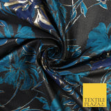 Navy Jade Navy Floral Bloom Textured Brocade Jacquard Fabric 8522