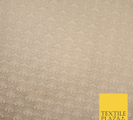 Nude Beige Ornate Swag Dotted Fancy Brocade Jacquard Dress Fabric 56" 8509